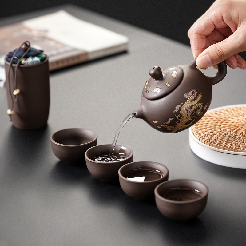 Purple Clay Travel Tea Set wit - огляд і ціна Korean Tea Set