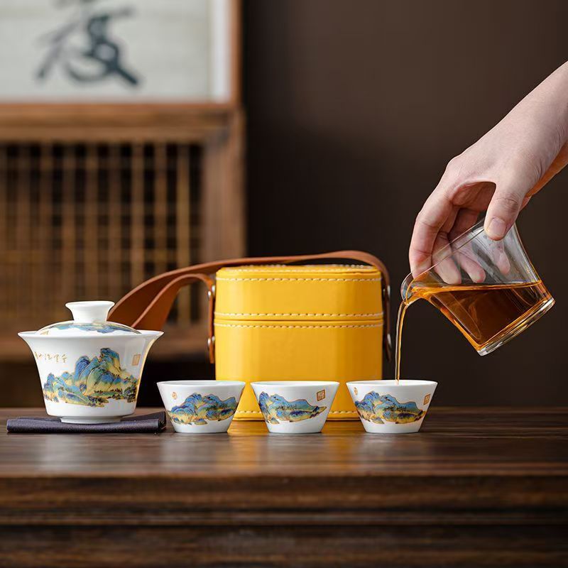 Travel Jade White Porcelain Te - огляд і ціна Korean Tea Set