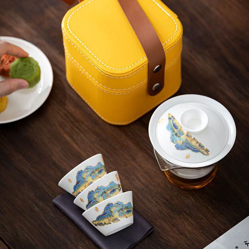 Travel Jade White Porcelain Te - огляд і ціна Korean Tea Set