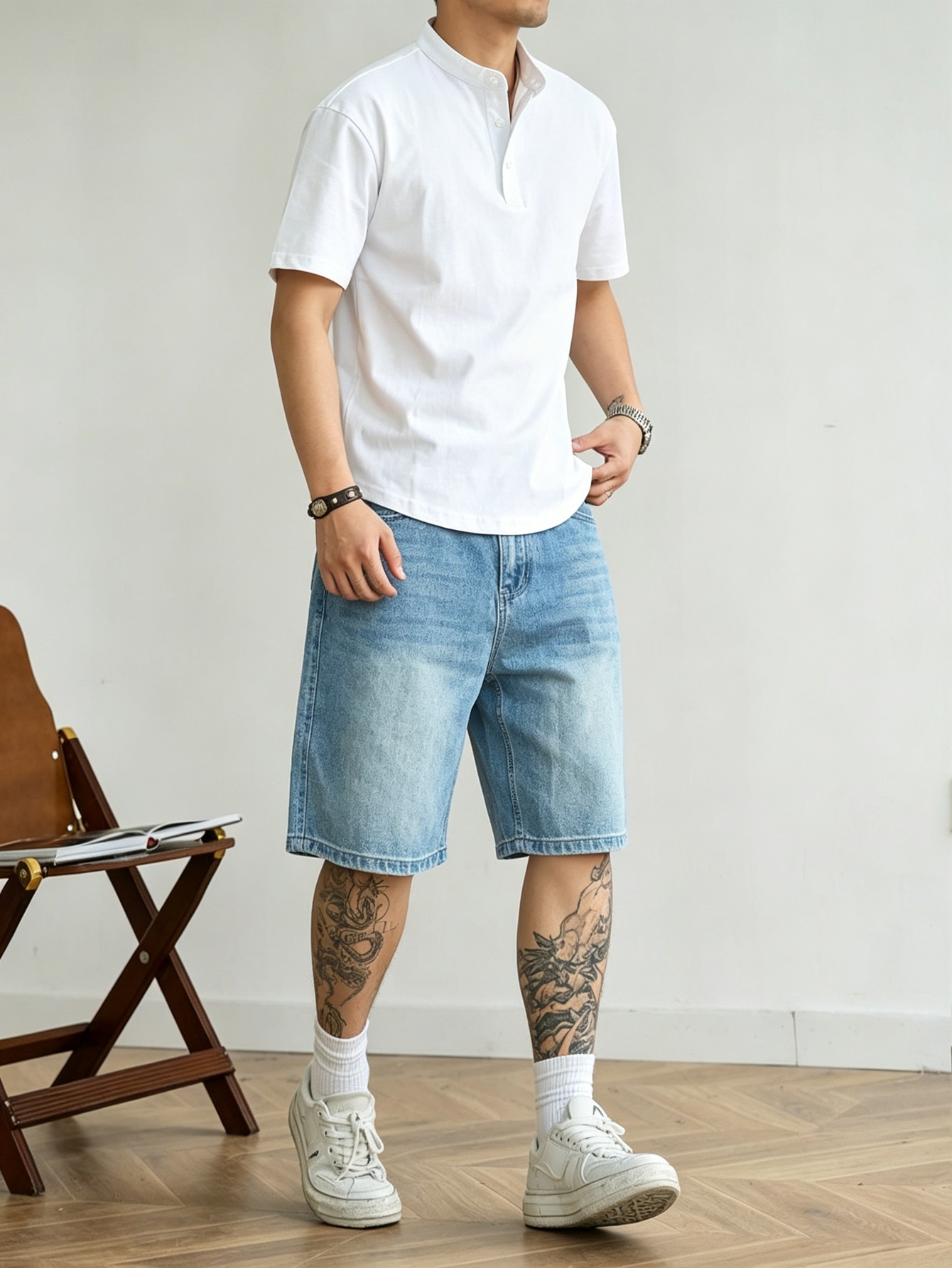 Loose cut blue non stretch den - огляд і ціна Korean Men Lifestyle