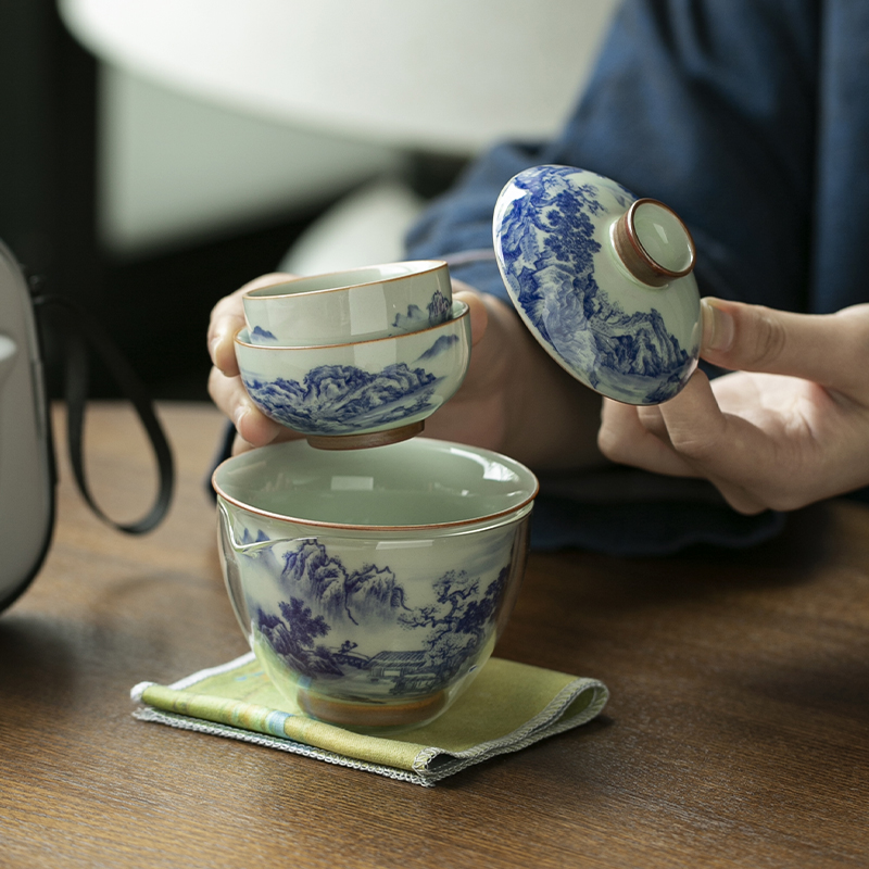 Chinese Retro Blue and White P - огляд і ціна Korean Tea Set