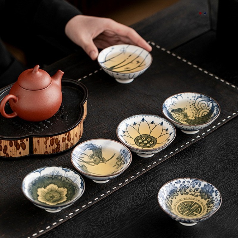 10pcs/box Blue and White Porce - огляд і ціна Celadon Ceramic Cup